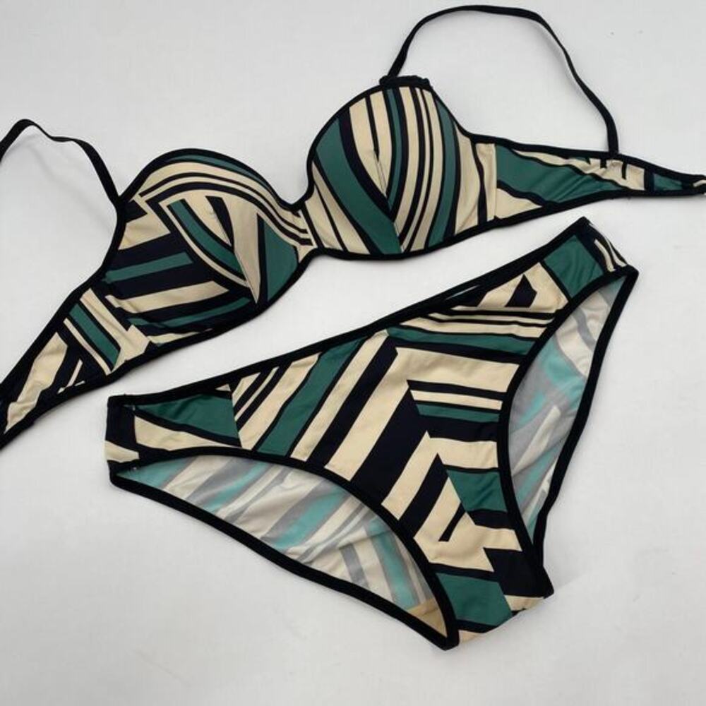 Andres‎ Sarda green striped Y2K bikini